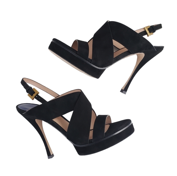 Stuart Weitzman Shoes - Stuart Weitzman Hester Black Suede Strappy Platform Heels